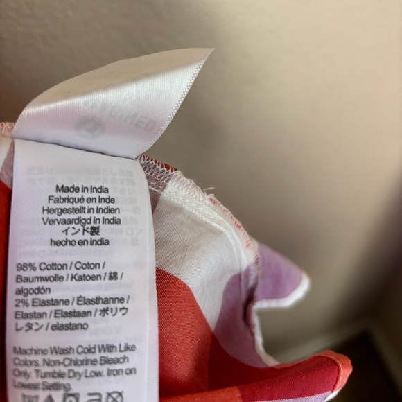 NWT J. Crew Coral Lilac Gingham Checkered Tiered V-Neck Pocketed Dress 14 - Picture 12 of 13